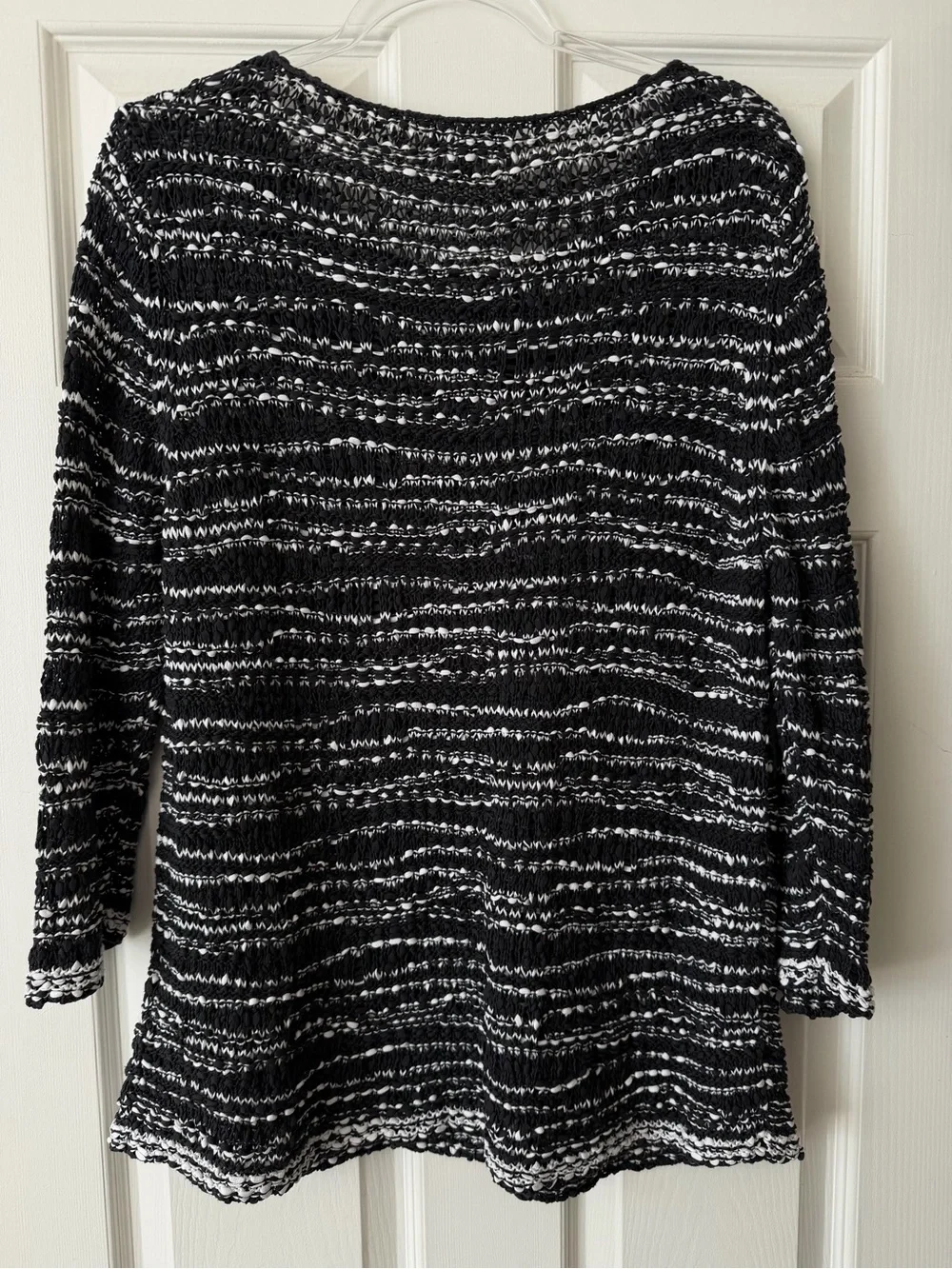 Eileen Fisher L Black White Cotton Knit Top Italian Yarn - Picture 5 of 6